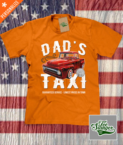 Custom Dad's Taxi Shirt in orange
