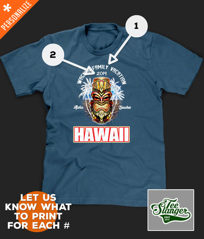 Hawaii Vacation Shirt personalization options