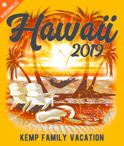 Hawaii Vacation Shirt Personalized design closeup