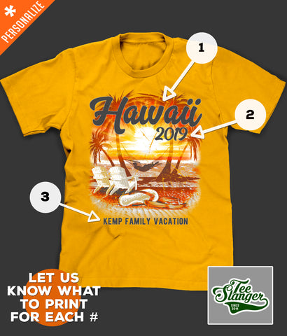 Hawaii Vacation Shirt Personalization options