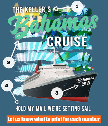 Bahamas Cruise t-shirt printing options