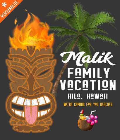 Hawaiian Family Vacation T-shirt design closeup