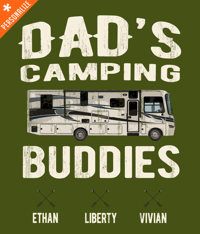 Dad's Camping Buddies T-Shirt design closeup