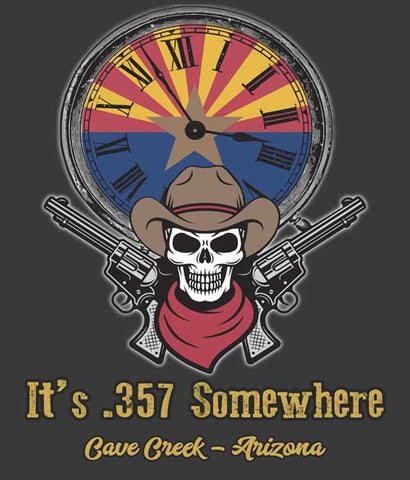 .357 somewhere Arizona gun shirt closeup
