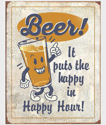 Funny Happy Hour Beer tin sign