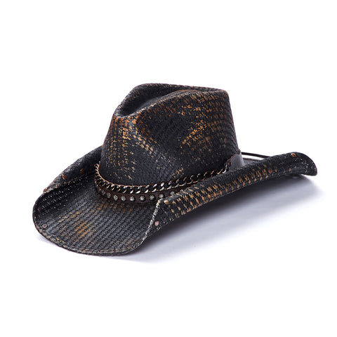 Black rustic cowboy hat isolated