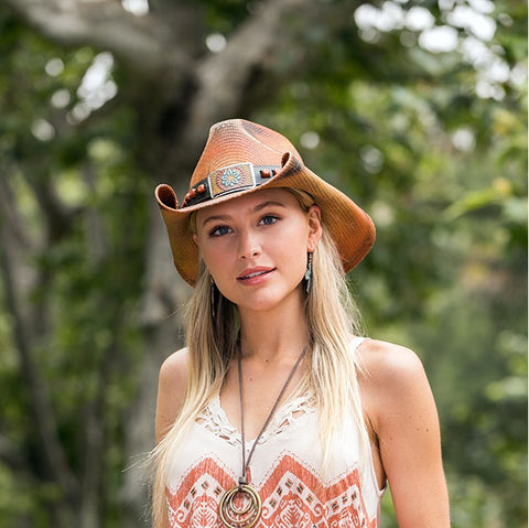 Gorgeous womens cowboy hat with flower