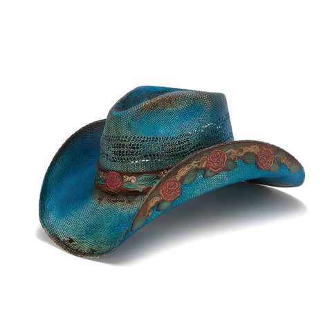 Womens cowboy hat with roses top quality