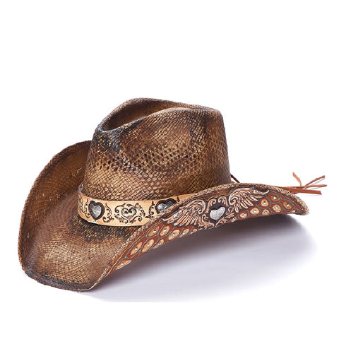 ladies cowboy hat with hearts