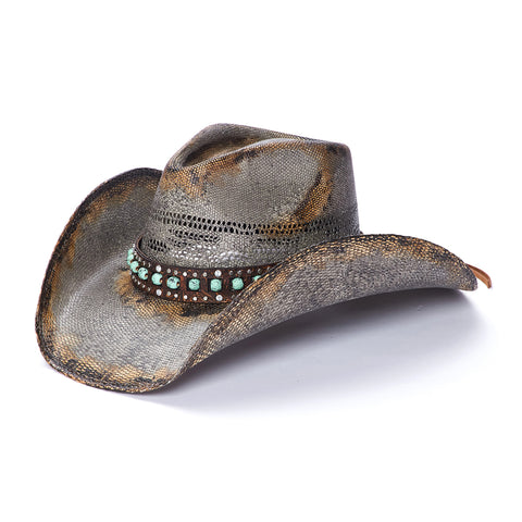 rustic cowgirl hat with beads bangora straw