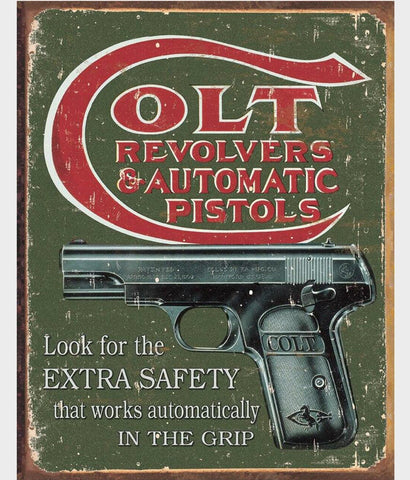 Colt Revolvers vintage tin sign