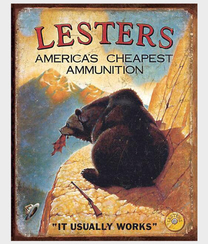 Lester's Amunition tin sign