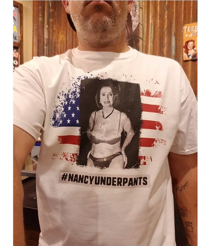 Nancy Pelosi bikini t-shirt on model