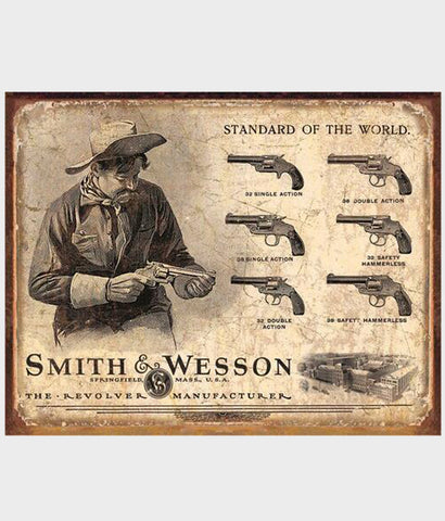 Vintage looking Smith and Wesson tin sign