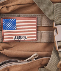 Armed AF pvc patch on backpack