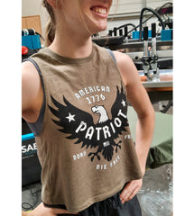 American Patriot cropped tank for women on model