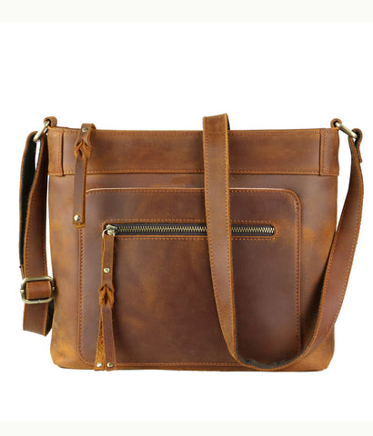 Brown leather conceal carry bag