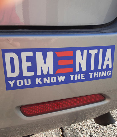 joe biden dementia sticker on car