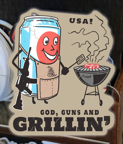 God Guns and grilling sticker 