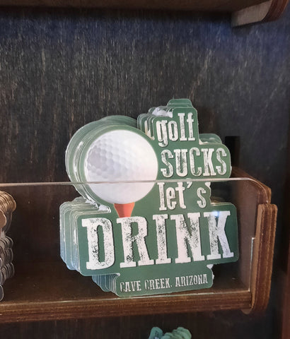 Arizona golf sticker on display in store