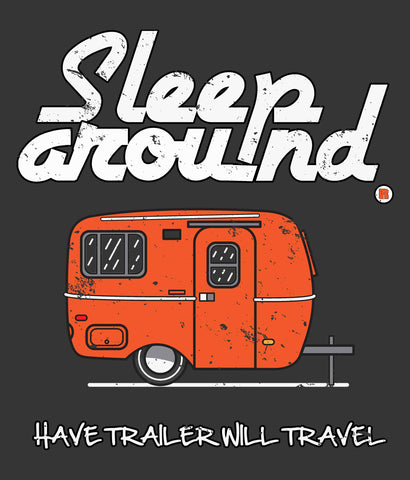 Sleep Around camping t-shirt design closeup