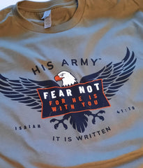 Closeup view of His Army Patriotic shirt