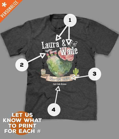 Arizona Wedding tee shirt personalization options