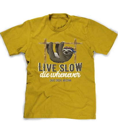Funny sloth t-shirt Live Slow Die Whenever