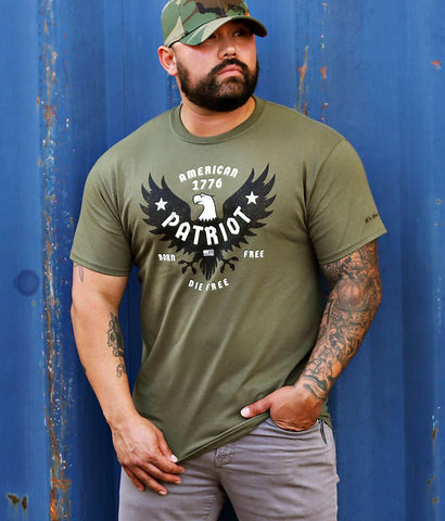 Patriotic soldier wearing Armed AF tee shirt