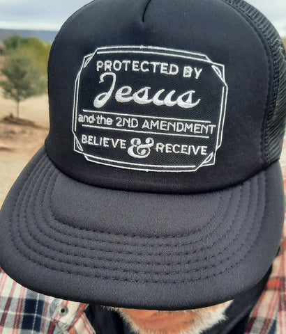 God and guns hat on model