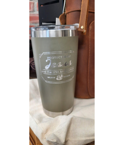 Protected by Jesus Second amendment tumbler