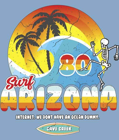 Funny Arizona surfing t-shirt design closeup