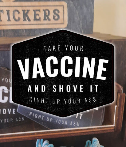 Anti vax sticker closeup