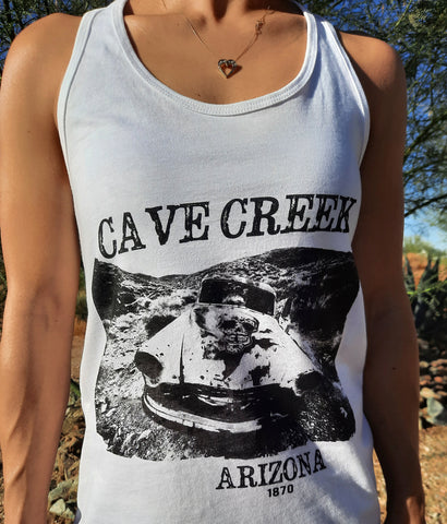 Cave Creek Arizona ladies tank top on model