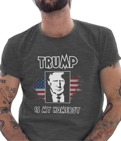 trump is my homeboy t-shirt on model