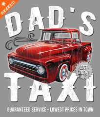 Custom Dad's Taxi Shirt design closeup