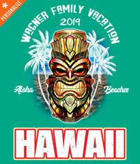 Hawaii Vacation Shirt design closeup in kelly green
