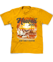 Custom Hawaii Vacation t-shirt in gold