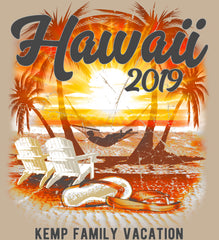 Hawaii Vacation Shirt closeup in khaki
