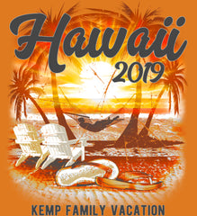 Hawaii Vacation Shirt Personalized in orange