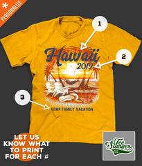 Hawaii Vacation Shirt Personalization options