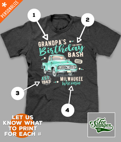 Grandpa's Birthday t-shirt printing options