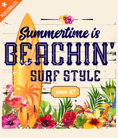 Summertime is Beachin' Personalized T-shirt design closeup