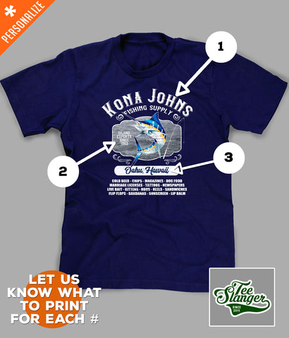 Custom Island Fishing T-shirt personalization options