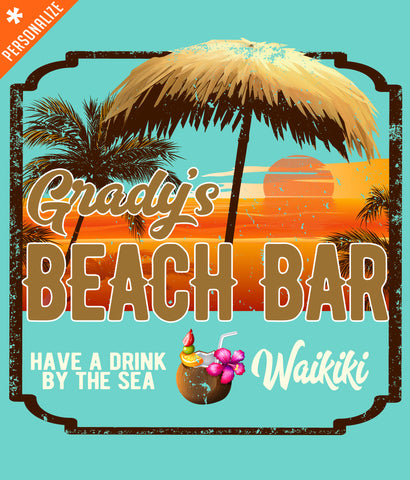 Customized Beach Bar T-shirt design closeup