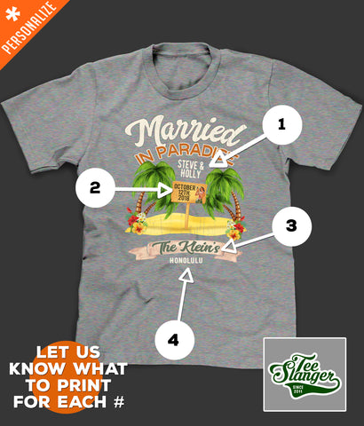 Hawaii Wedding T-shirt personalization options