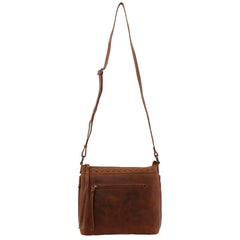 concealed carry leather hand bag in cognac