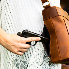 Photo of gun being removed from concealed carry purse