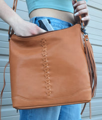 caramel leather handgun purse